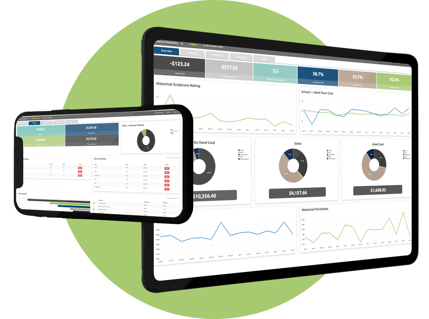 Sculpture Hospitality dashboard on tablet